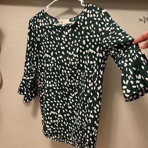 Hailey & Co blouse - Size small. Dark green with white print. Worn once.